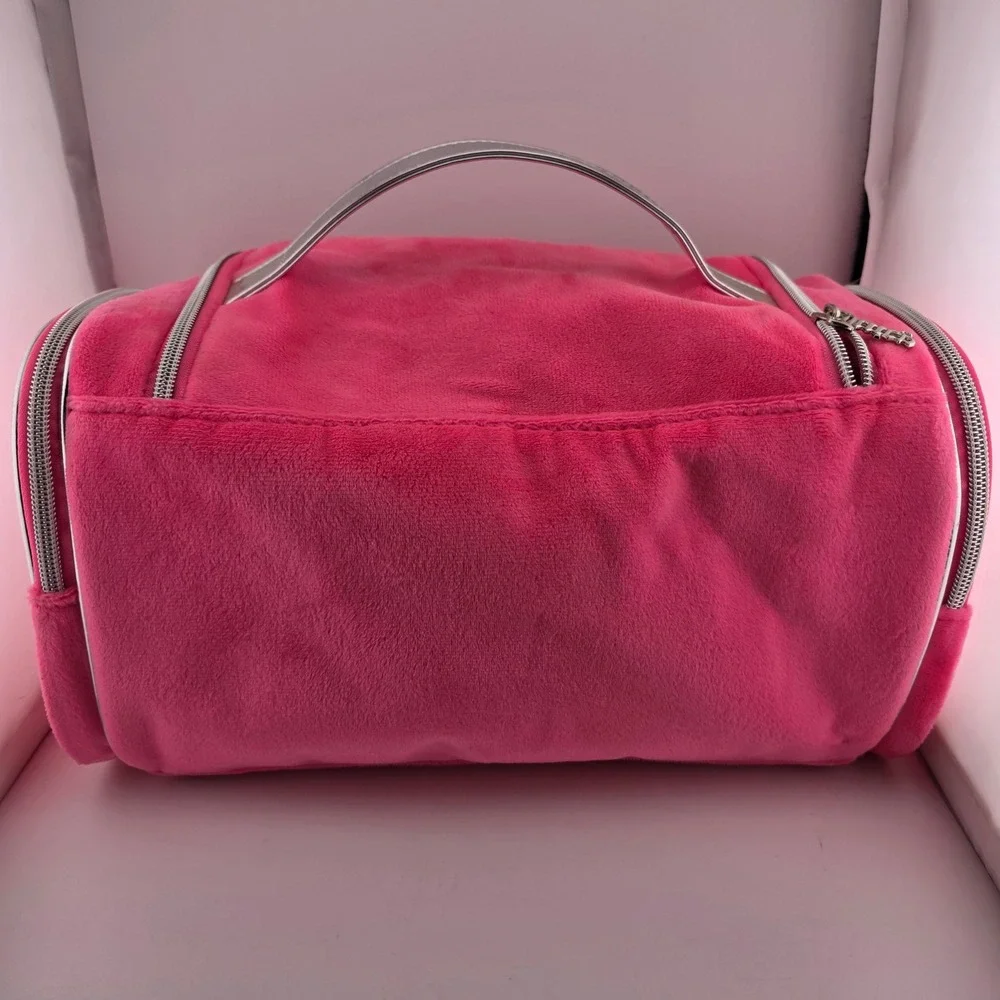 Juicy Couture Pink Velour Rhinestone Makeup Bag Toiletry Cosmetic‎ Y2K Style